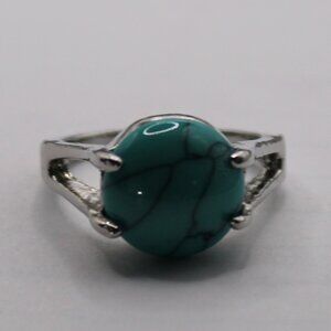 114256-US 7.5 Round Blue Stone Ring.